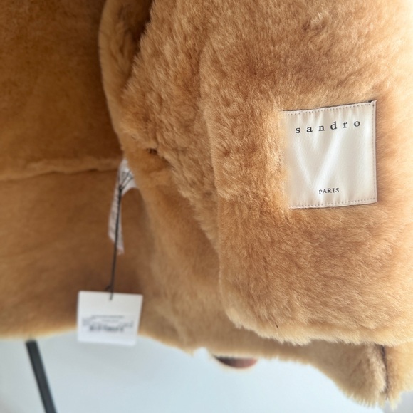 Sandro Zinal Shearling Biker Jacket size 0/XS - Picture 14 of 16